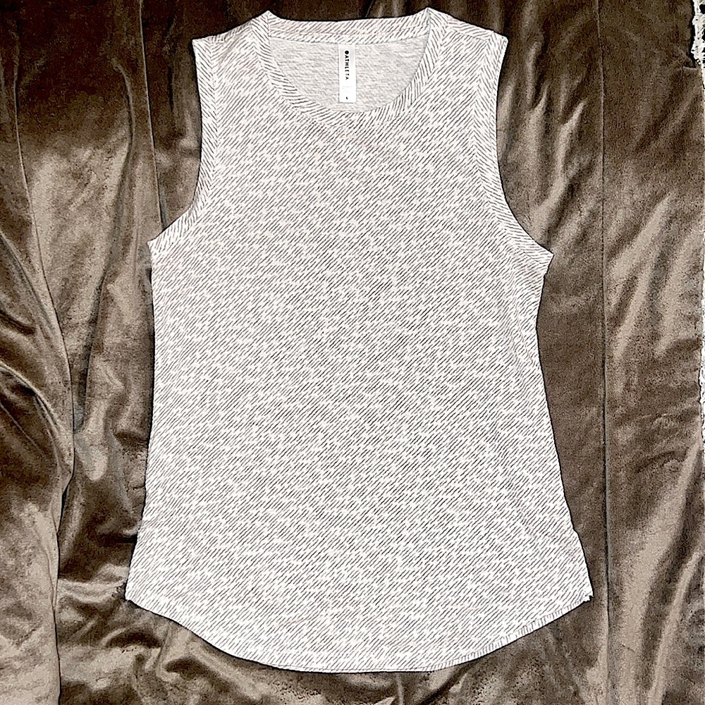 ATHLETA- gray/white muscle tank